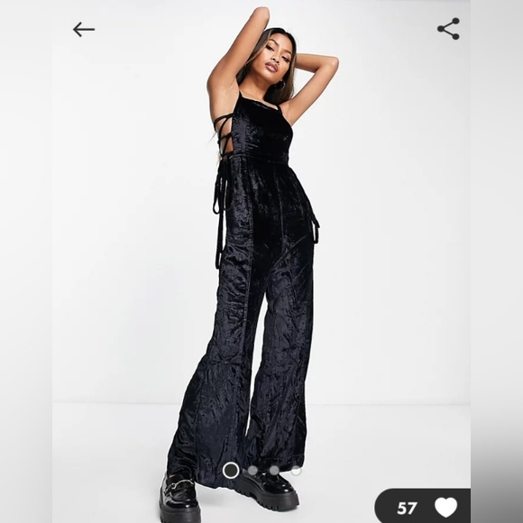 Free People Pants - Free people black velvet jumpsuit